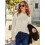 Damen Strickpullover Rundhalsausschnitt Zopfmuster Bequem Weiß XXL — damenpullover weiß, strickpullover damen 2