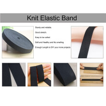 1 Inch Black Knit Elastic Band 3.3 Yards Heavy Flat Stretch Spool for Sewing Pants Waistband Wig DIY