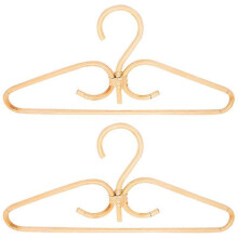 2Pcs Rattan Clothes Hanger Natural Rattan Hand-Woven 3 Hook Hanger for Home Wardrobe Clothing Store