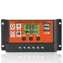 (orange, 10A) 10-30A Solar Panel Regulator Battery Charge Controller LCD Auto Dual USB 12V/24V