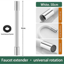 (50cm, white) Flexible Water Tap Extender for Household 360 Universal Flexible Faucet