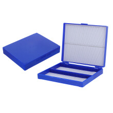 2St Duurzame Blauwe Kunststof Microscope Slide Organizer Met