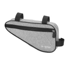 (Grey) Bicycle Triangle Pannier Bag Bike Frame Front Tube Bag Waterproo