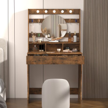 Vanity Desk with Lights Rustic