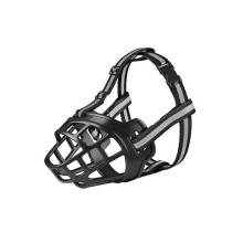 (M, Nylon Black) Adjustable Dog Muzzle Basket Muzzle Pet Anti Biting Chewing Cage Muzzle 7 Sizes