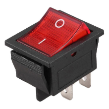 Lasc Rocáin Snap-Isteach 20A 250V AC DPST Dé hAoine Dubh, 4 Bhiorán le Solas Dearg Soilsithe