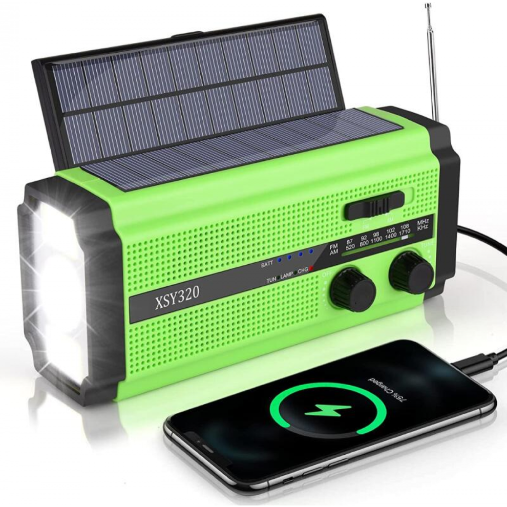 Friday Outdoor Solar Hand Crank Fm / Am / Wb Radio Flashlight 5000Mah Power Bank Black 9335161888060