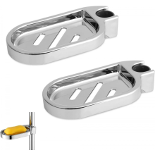 Black Friday Lot de 2 porte-savons à clipser pour barre de douche et rehausseur 22 mm Argenté Réglable Gadget de salle de bain