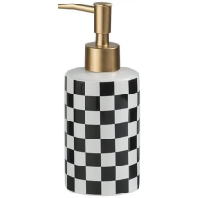 Distributeur de savon décoratif en céramique à carreaux Black Friday avec pompe dorée mate antirouille