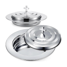 Service de communion argenté Black Friday avec couvercle, plateau à pain en acier inoxydable pour églises, plateau de communion