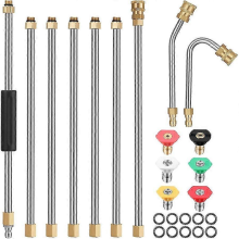 Black Friday 8 pièces rallonges de nettoyeur haute pression lance de remplacement de 10 pieds, tige courbée à 30 ou 120 degrés, 6 t