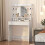 Vanity Desk with Lights Wood Grain 9
