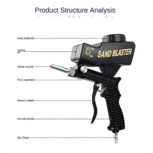 (red) Rust Blasting Device Adjustable Blasting Machine,Gravity Sand Blasting Tool 2