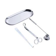 (Horn bell, Silver) Wick Trimmer Snuffer Candle Differ Tray Scissors Candle Care Kit Luxury Scented Candles Accessory