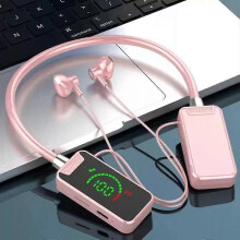 (pink) Waterproof Wireless Neckband Bluetooth Headphones with Display