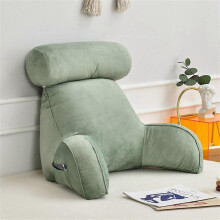 (Green) Reading Pillow With Armrest Detachable Back Support Cushion Lumbar Support Pillow