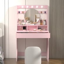 Vanity Desk with Lights Pink