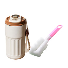 (White Coffee) 450ml Digital Display Thermal Cup with Cup Brush Lightweight Vacuum Flask Cup for Women Men