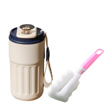 (Blue) 450ml Digital Display Thermal Cup with Cup Brush Lightweight Vacuum Flask Cup for Women Men