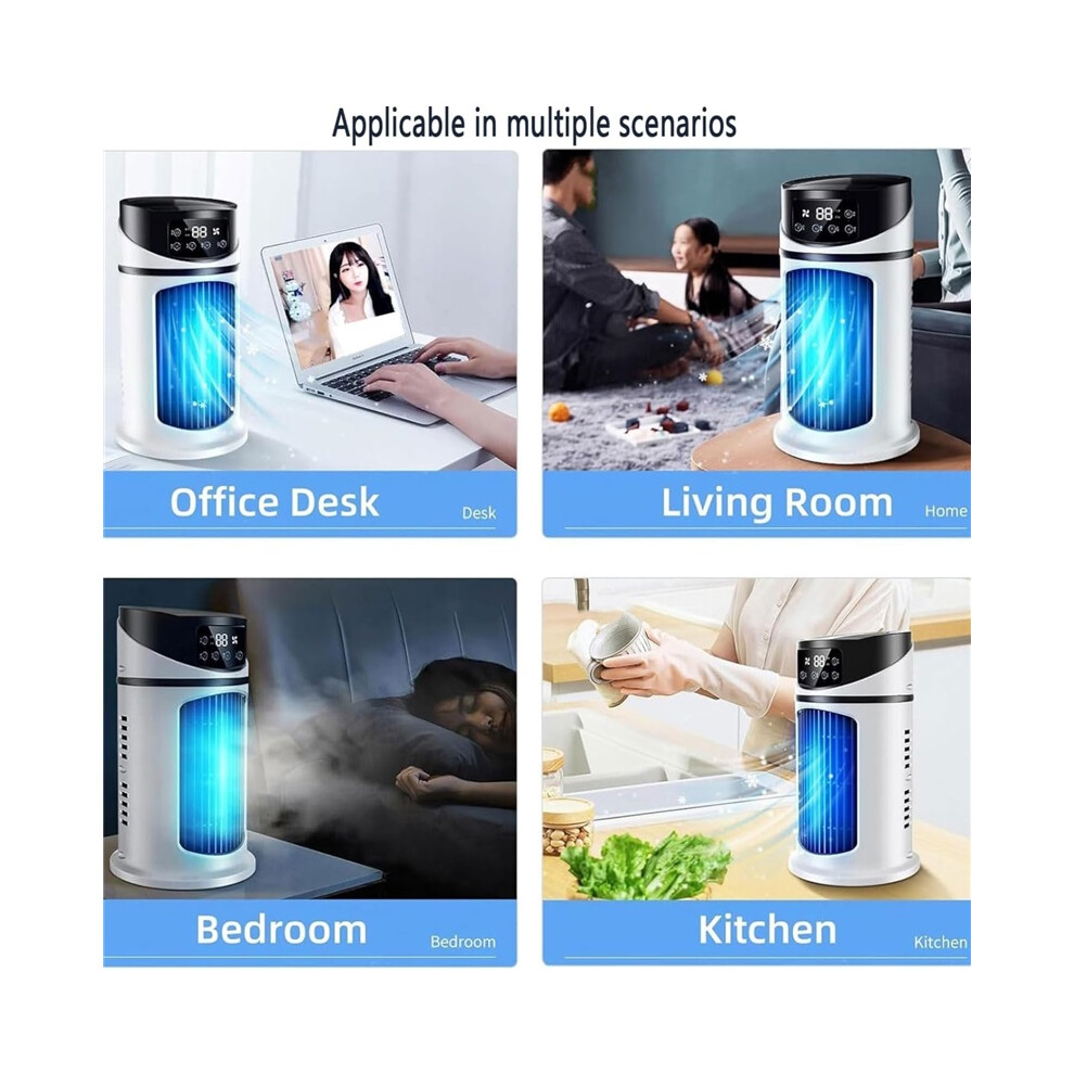 Portable Evaporative Air Cooler With Mist Humidifier Usb Desk Fan White 8582579622422