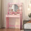 Vanity Desk with Lights Pink 9