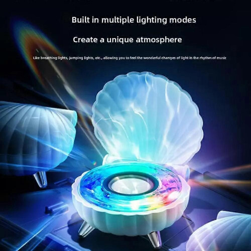 (white) Mini Portable Bluetooth Speaker,LED Seashell Small Bluetooth Speaker 1