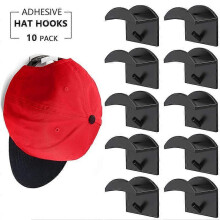 (Black) Wall Mount Hat Hook Punch-Free Adhesive Baseball Cap Holder for Home Bedroom