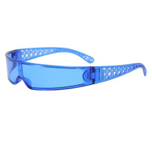 (BlueFrameBlueLens)Casual Female Uv400 Sun Glasses With Pc Frames And Trendy Design For Riding Outings And