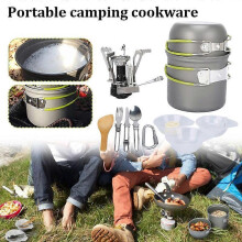 (Blackhead, Orange handle) Outdoor Portable Camping Cookware Set for 1-2 People High Temperature Resistant  Comfortable Indoor and Outdoor