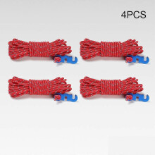 (Red) 4pcs 4m Outdoor Tent Reflective Cords Lightweight Camping Rope with Aluminum Alloy Buckle Thick Rope for Tent Tarp