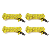 (Yellow) 4pcs 4m Outdoor Tent Reflective Cords Lightweight Camping Rope with Aluminum Alloy Buckle Thick Rope for Tent Tarp