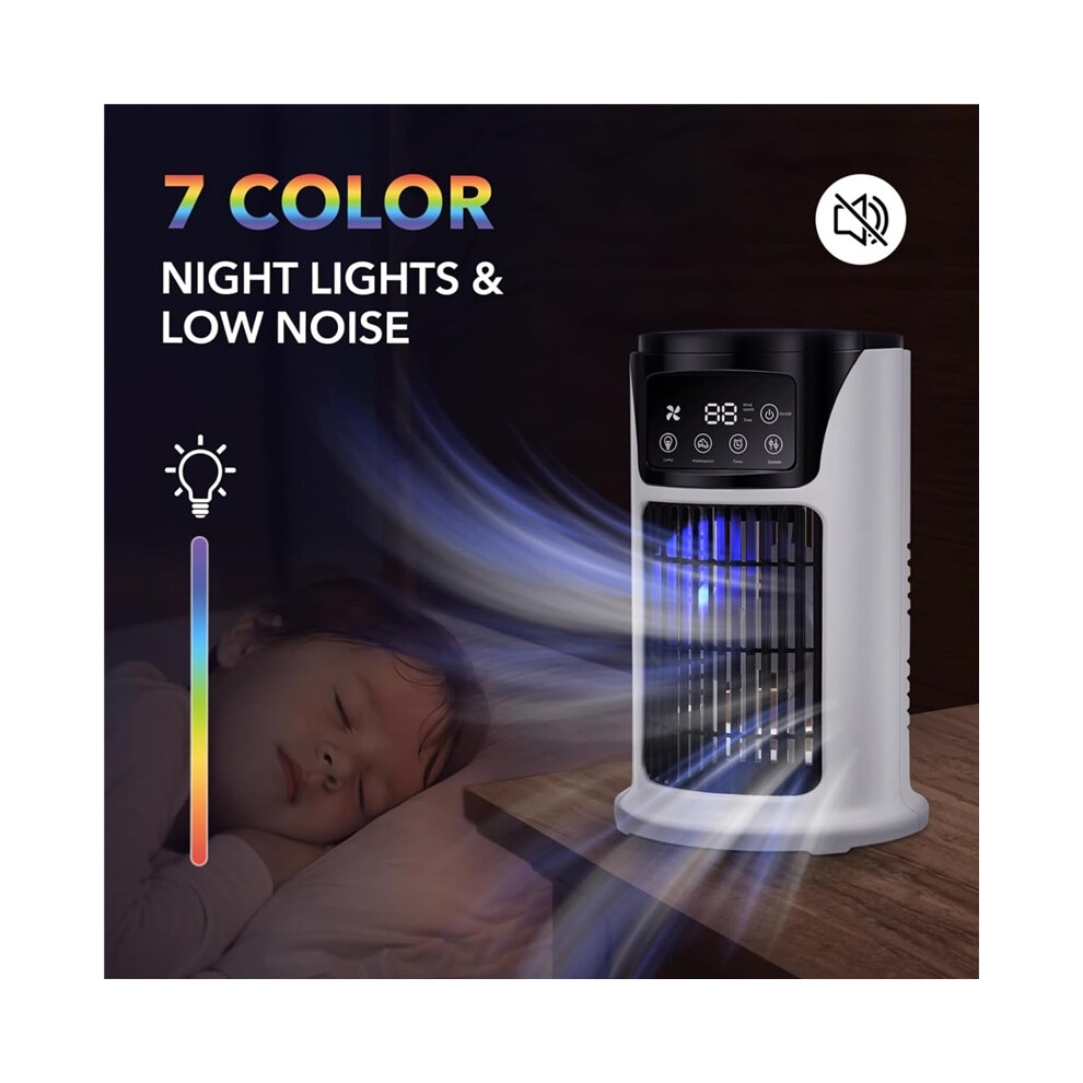 Portable Evaporative Air Cooler With Mist Humidifier Usb Desk Fan White 8583881220306