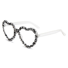 (TransparentWhite)Handmade Rhinestone Heartshaped Jelly Sunglasses With Uv385 For Vacation And Casual Wear