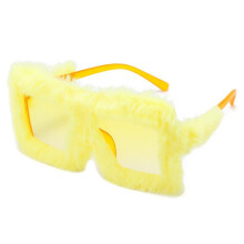 (YellowPlushYellowFrame)Gafas de sol ojo de gato con montura completa material de PC y Uv400 para mujer looks informales