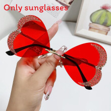 (Red)Trendy Heartshaped Sun Glasses With Metal Frame And Colorful Lenses For Summer Events And Parties