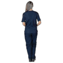 (S, Navy Blue) Unisex Medical Scrub Top & Pants Set for Doctor Nurse Dentist Uniform