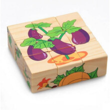 (Vegetable)3d Children Cartoon 6 Sides Puzzle Blocks Colorful Educational Wooden Toy Kids