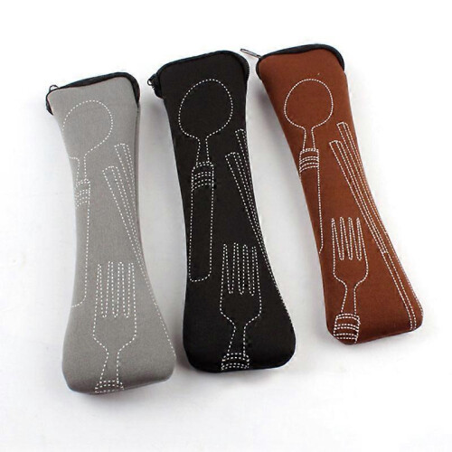 (06) Cutlery Holder Portable For Spoon Fork Dinner Bag Travel Camping Tableware 1