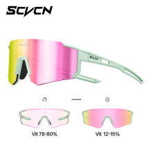 (Style I)Scvcn Color Changing Light Reflecting Windproof Cycling Eyewear For Outdoor Athletes