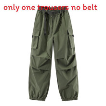 (Military Green,XXXL)Korean Style Slim Fit Jogging Trousers Made Of Breathable Polyester For Men