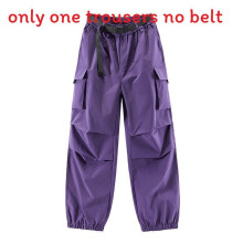 (Eggplant,XXL)Korean Style Slim Fit Jogging Trousers Made Of Breathable Polyester Men For