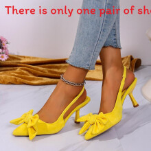 (Yellow,37)Summer Womens High Heeled Pointed Toe Shoes With Elastic Slipon For Party And Wear Casual