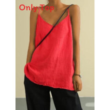 (Red,M)Loose Fit Sleeveless Tank Shirt For Women Breathable Summer Casual And Wear Travel