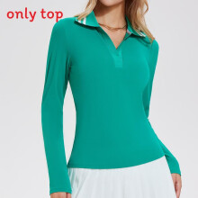 (Leaf Green,M)Ladies Long Sleeve Casual Polo With Stretch Fabric For Fitness Sport Training