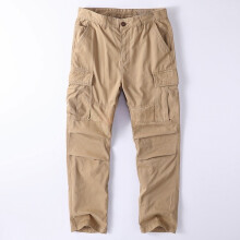 (Dark Khaki,34)Herren Baumwoll Cargohose mit mehreren Taschen für Freizeit Outdoor Arbeitskleidung und