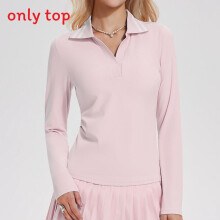 (Pink,L)Ladies Long Sleeve Casual Polo With Stretch Fabric For Fitness Sport Training