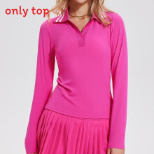 (Electric Pink,XXL)Ladies Long Sleeve Casual Polo With Stretch Fabric For Fitness Training Sport