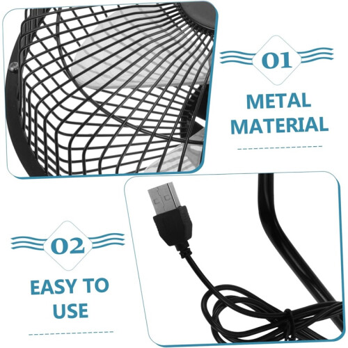 Mini ventilateur noir, portable pour bureau intérieur usage quotidien 2