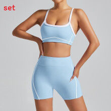 (Water Blue Bra Shorts,S)Sporty Womens Fitness Set With Moisturewicking Fabric Ideal For Running Dancing And