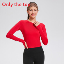(Red,XL)Women Sportwear Slim Fit Polyester Yoga Shirt For Gym Running And Workout
